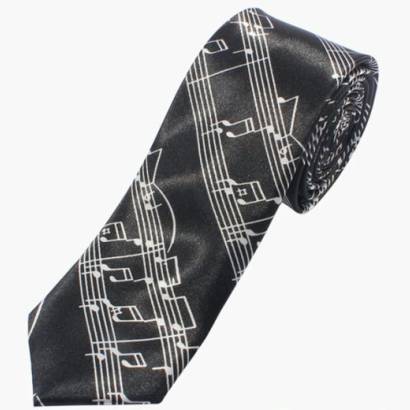Krawat partytura - czarny (305)