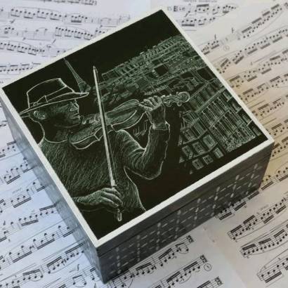 Pudełko muzyczne skrzypce