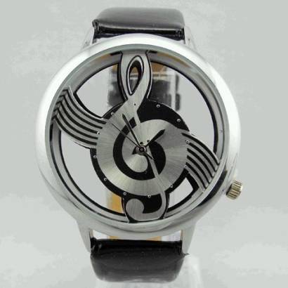 Zegarek - klucz wiolinowy (czarny)